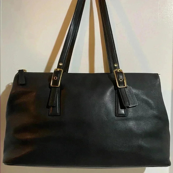 Coach vintage black leather satchel handbag - Picture 5 of 12